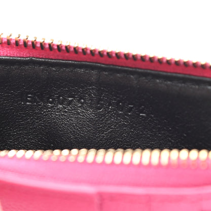 Saint Laurent Grain De Poudre Matelasse Chevron Monogram Fragments Zippered Card Case Fresh Fuxia 7 of 8