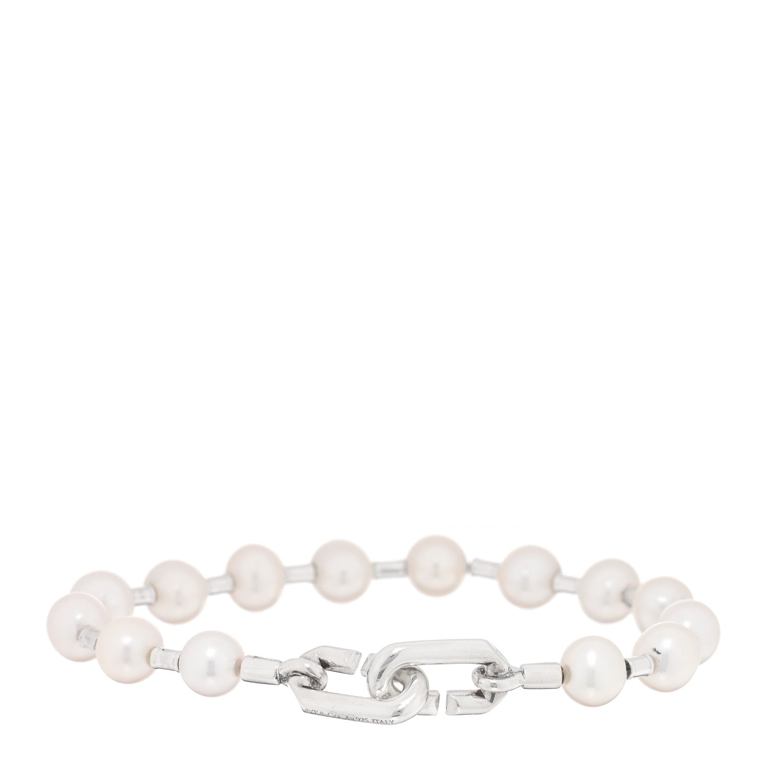 Tiffany Sterling Silver Pearl 7.5-8.5mm HardWear Bracelet 2 of 4