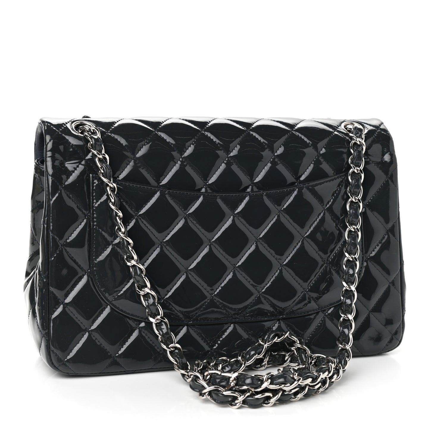 Patent Quilted Jumbo Double Flap Blue