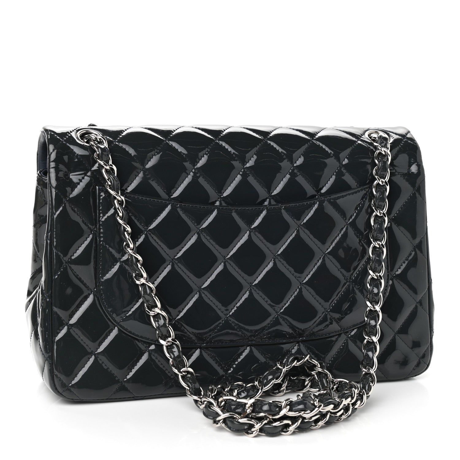 Chanel Patent Quilted Jumbo Double Flap Blue 2 of 12