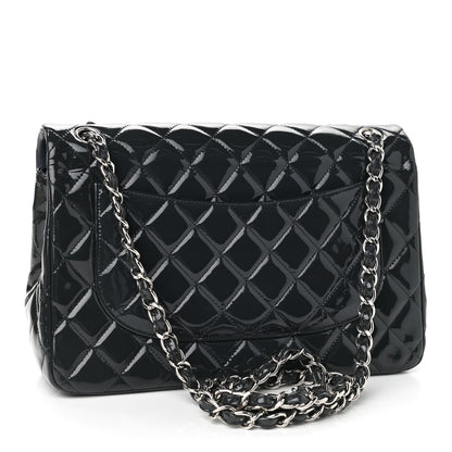Chanel Patent Quilted Jumbo Double Flap Blue 2 of 12