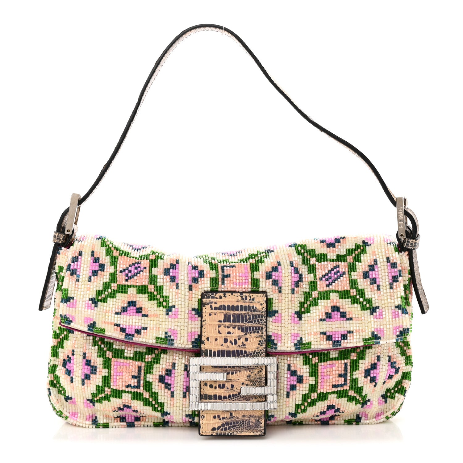 Fendi Lizard Beaded Crystal Baguette Multicolor 1 of 10