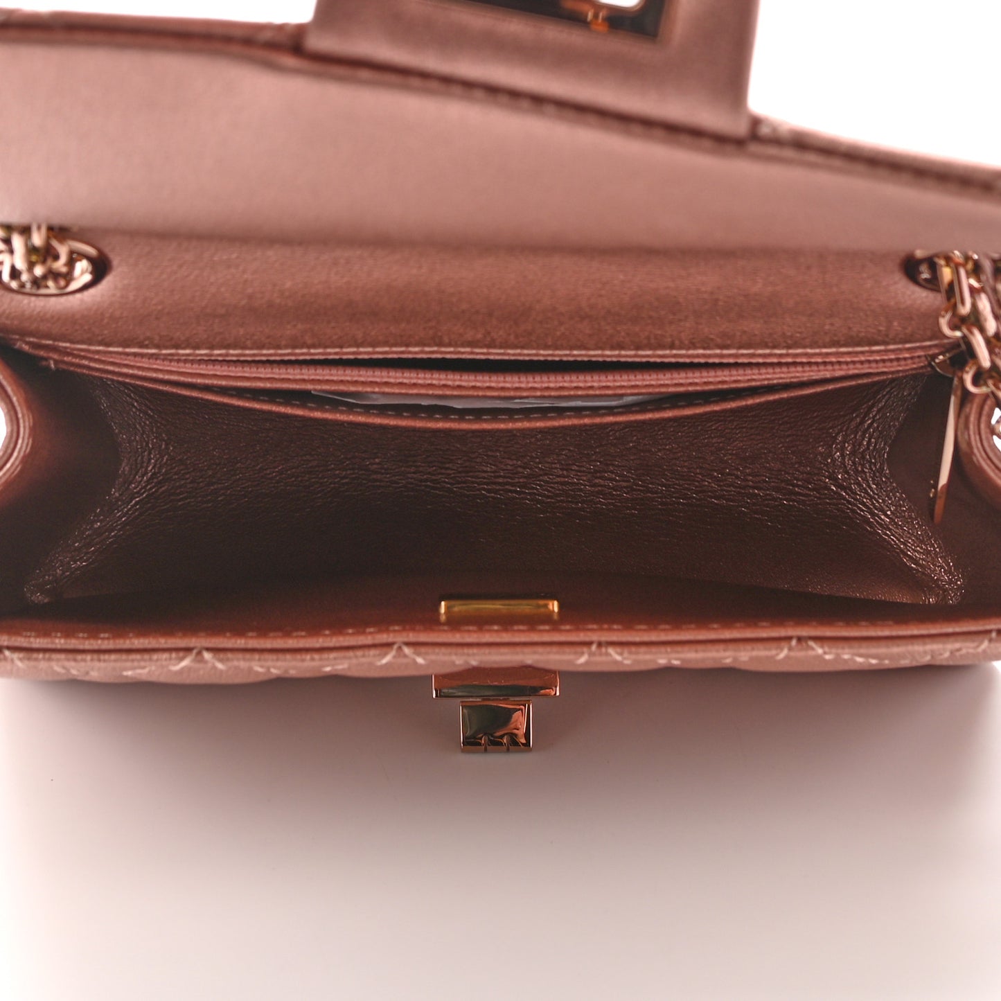 Metallic Grained Calfskin Quilted 2.55 Reissue Mini Flap Copper Pink