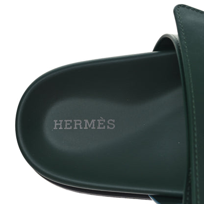 Hermes Calfskin Womens Chypre Sandals 38 Bleu Citadin Vert Bouteille 7 of 9