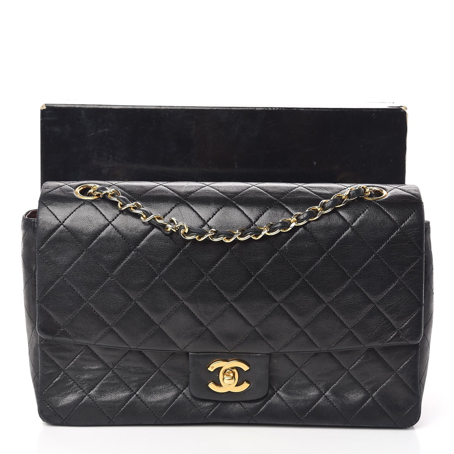 Lambskin Quilted Medium Single Flap Black