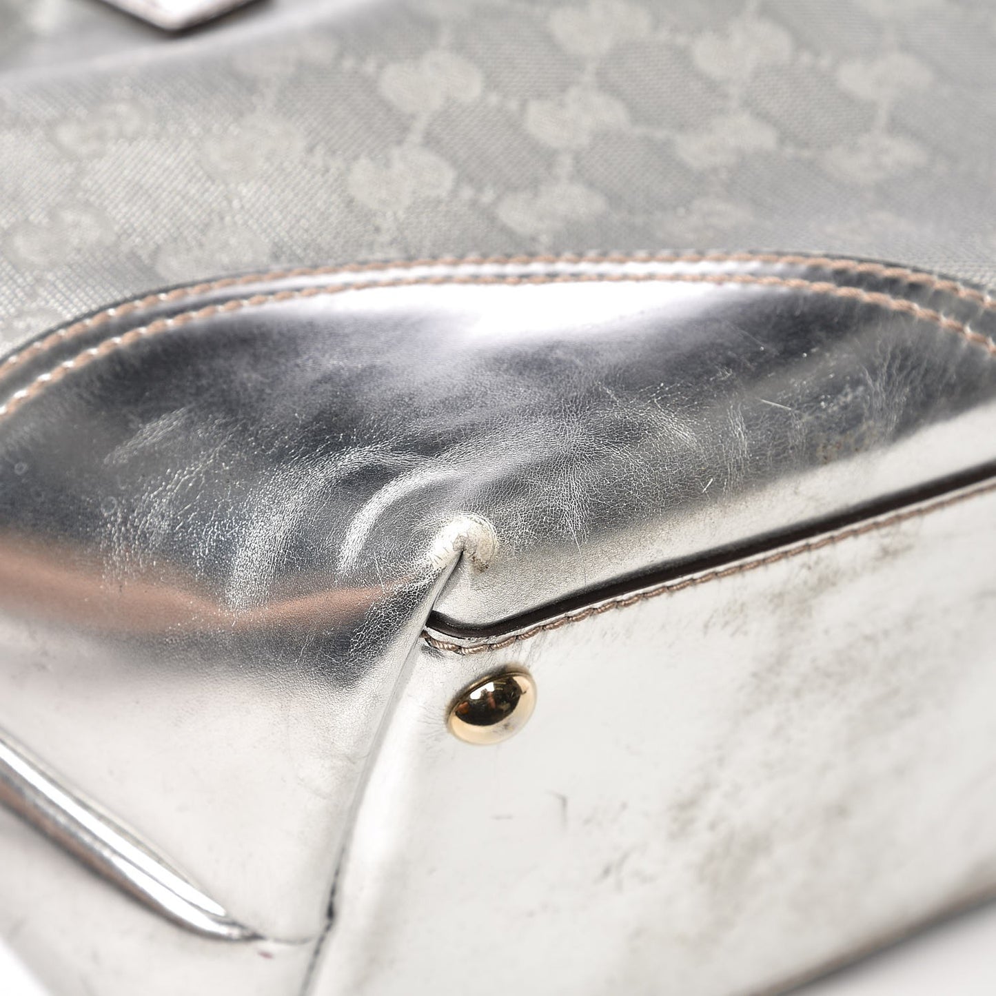 Metallic Monogram New Britt Medium Tote Silver