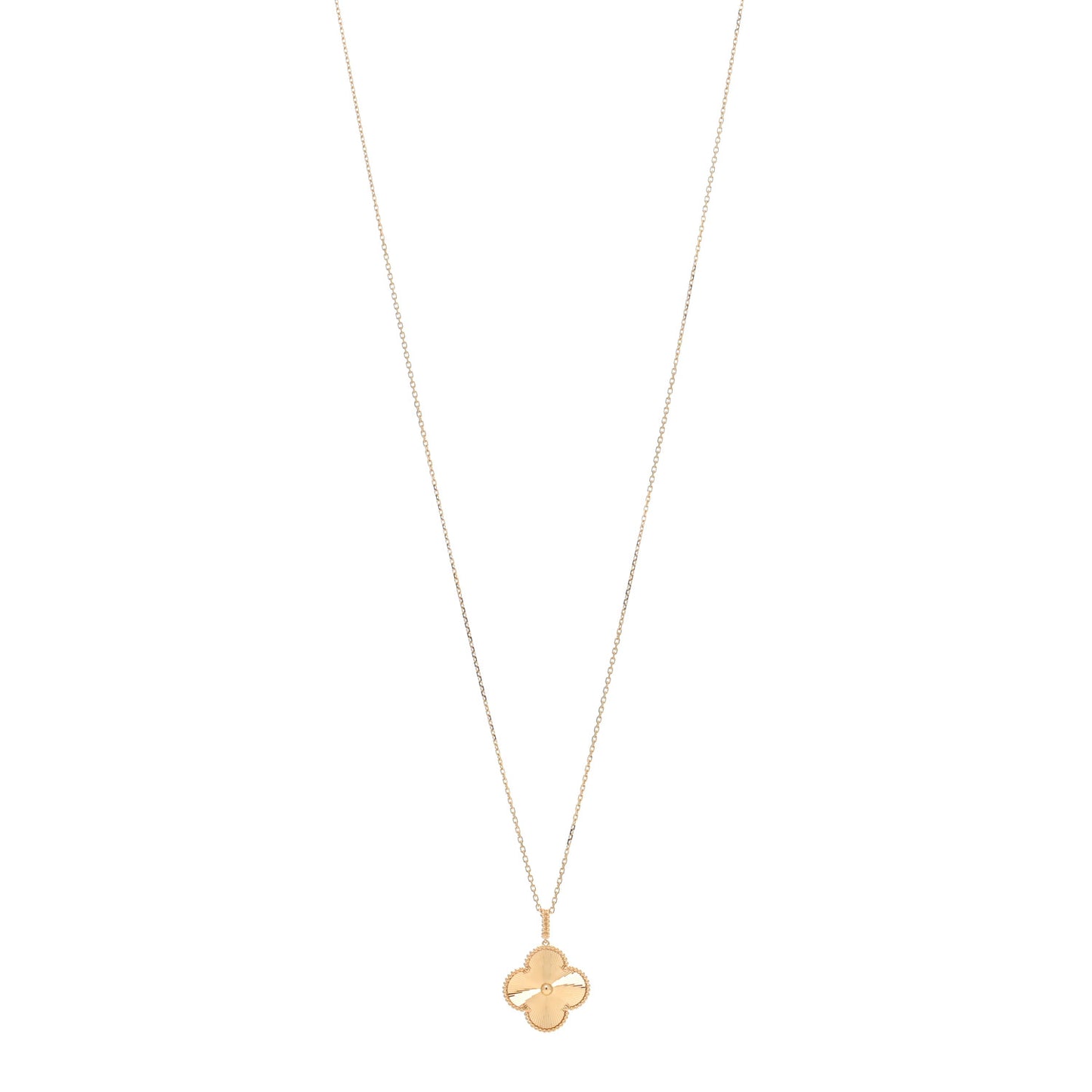VAN CLEEF & ARPELS 18K Yellow Gold Guilloche Magic Alhambra Long Necklace