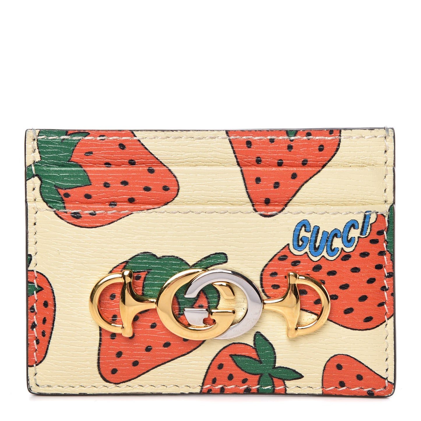 Calfskin Strawberry Print Zumi Case Case Ivory Red