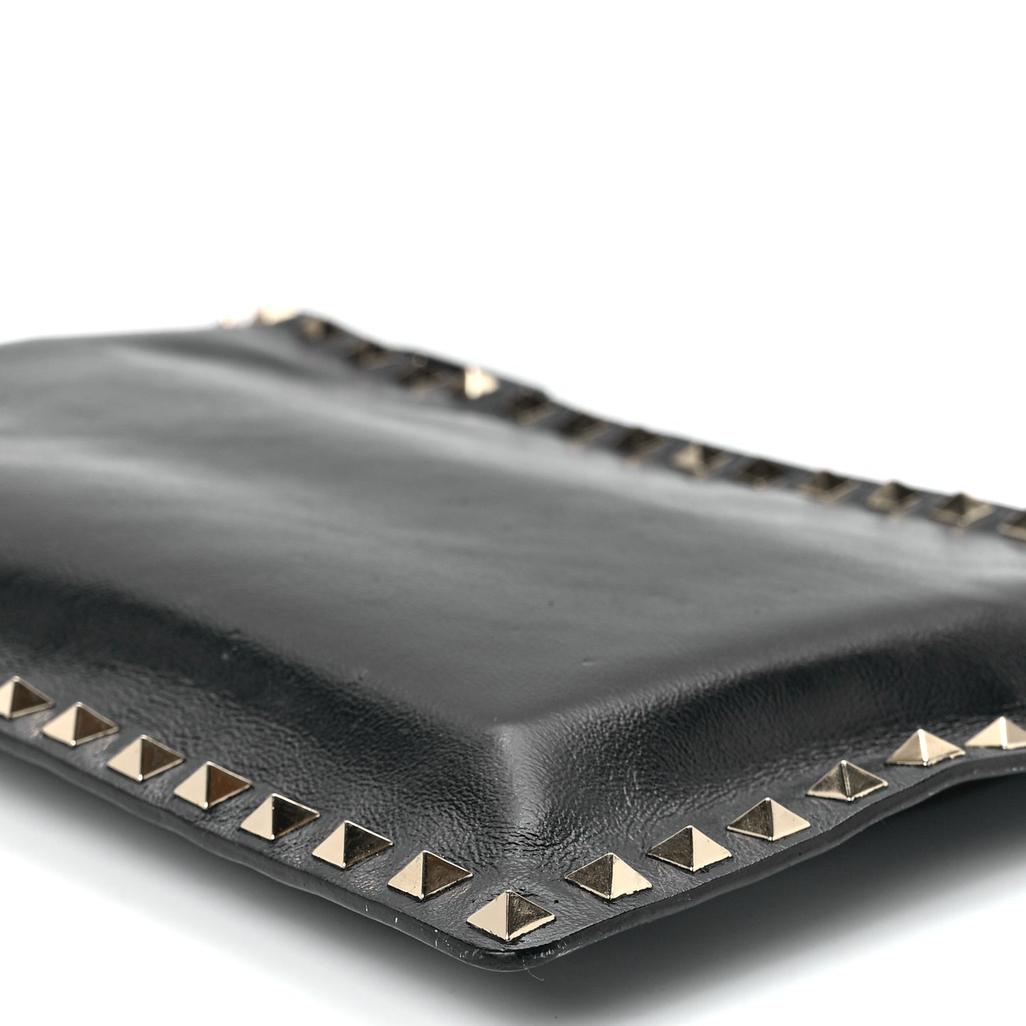Vitello Large Rockstud Zip Pouch Black