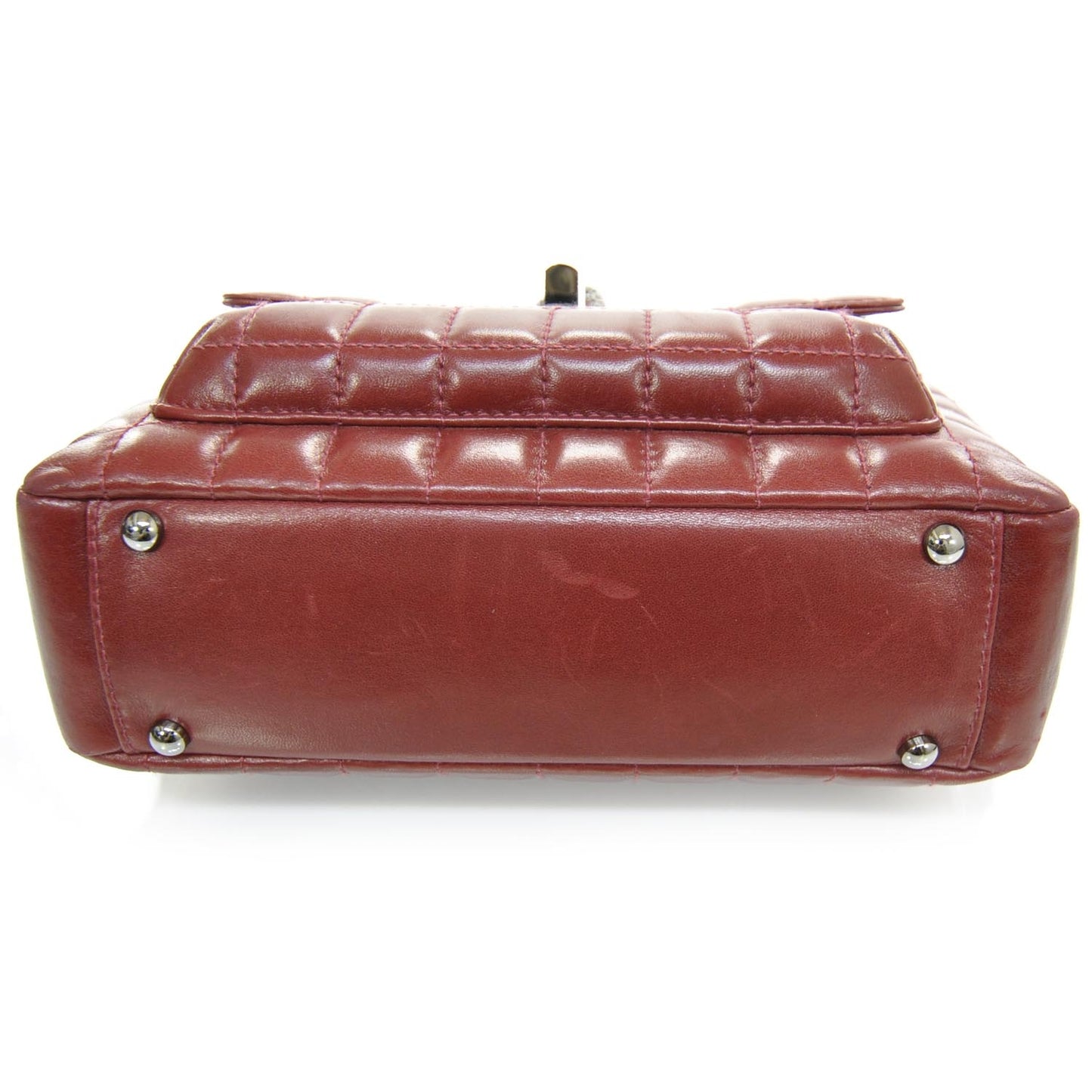 Leather Chocolate Bar Quilted Mademoiselle Lock Shoulder Bag