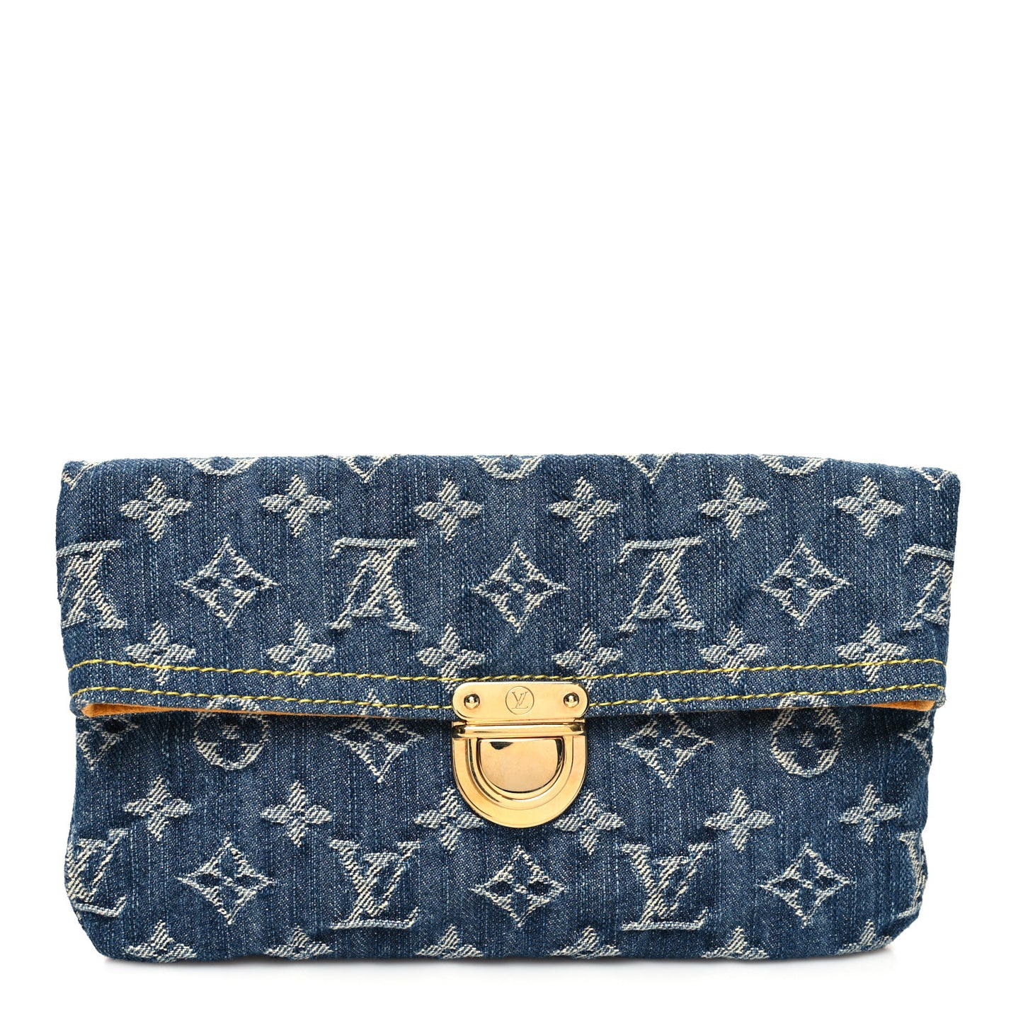 Monogram Denim Pochette Plat Clutch Blue