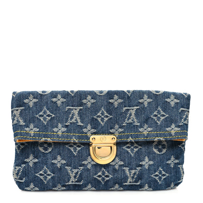 Louis Vuitton Monogram Denim Pochette Plat Clutch Blue 1 of 9