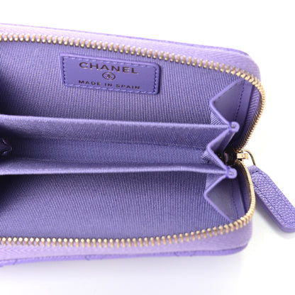 Chanel Caviar Quilted Zip Around Coin Purse Wallet Purple 5 of 7