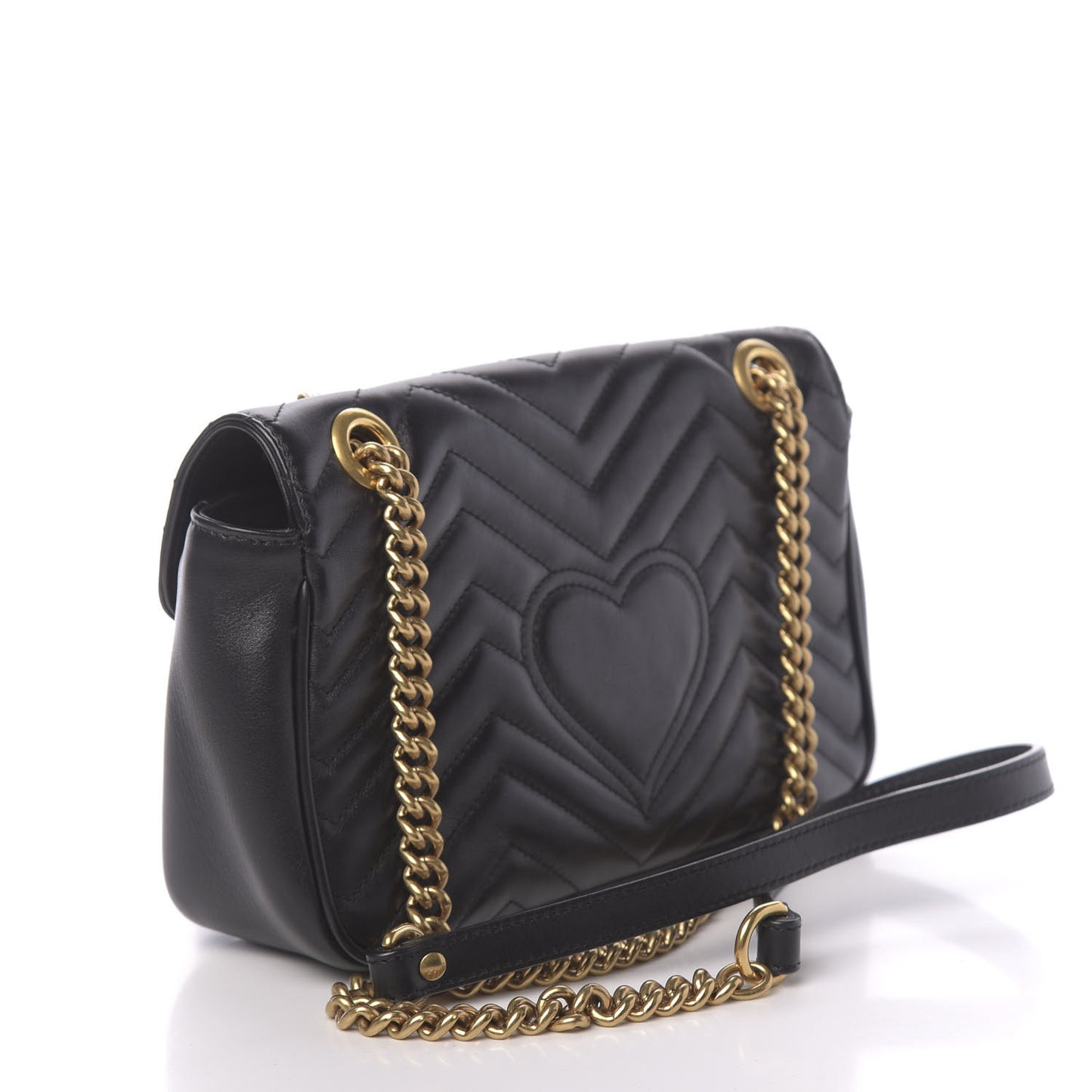 Calfskin Matelasse Small GG Marmont Shoulder Bag Black