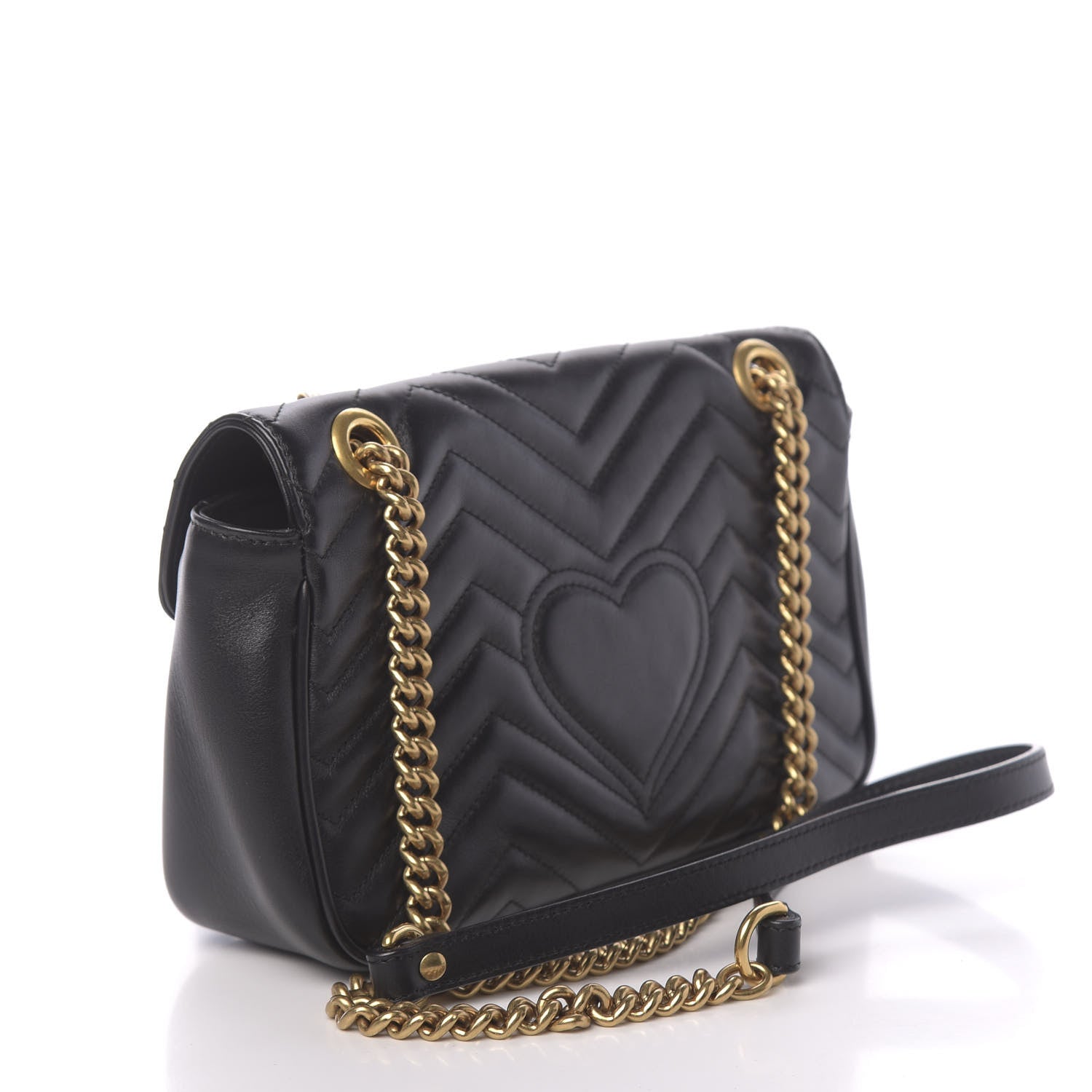 Gucci Calfskin Matelasse Small GG Marmont Shoulder Bag Black 3 of 10