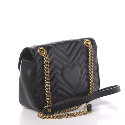 Gucci Calfskin Matelasse Small GG Marmont Shoulder Bag Black 3 of 10
