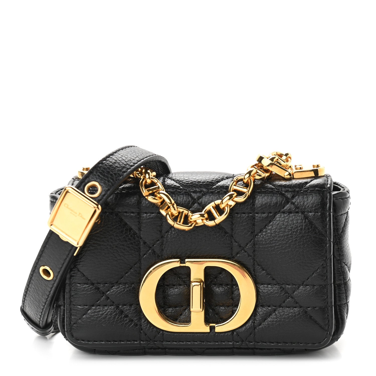Christian Dior Supple Calfskin Cannage Micro Caro Bag Black 1 of 8