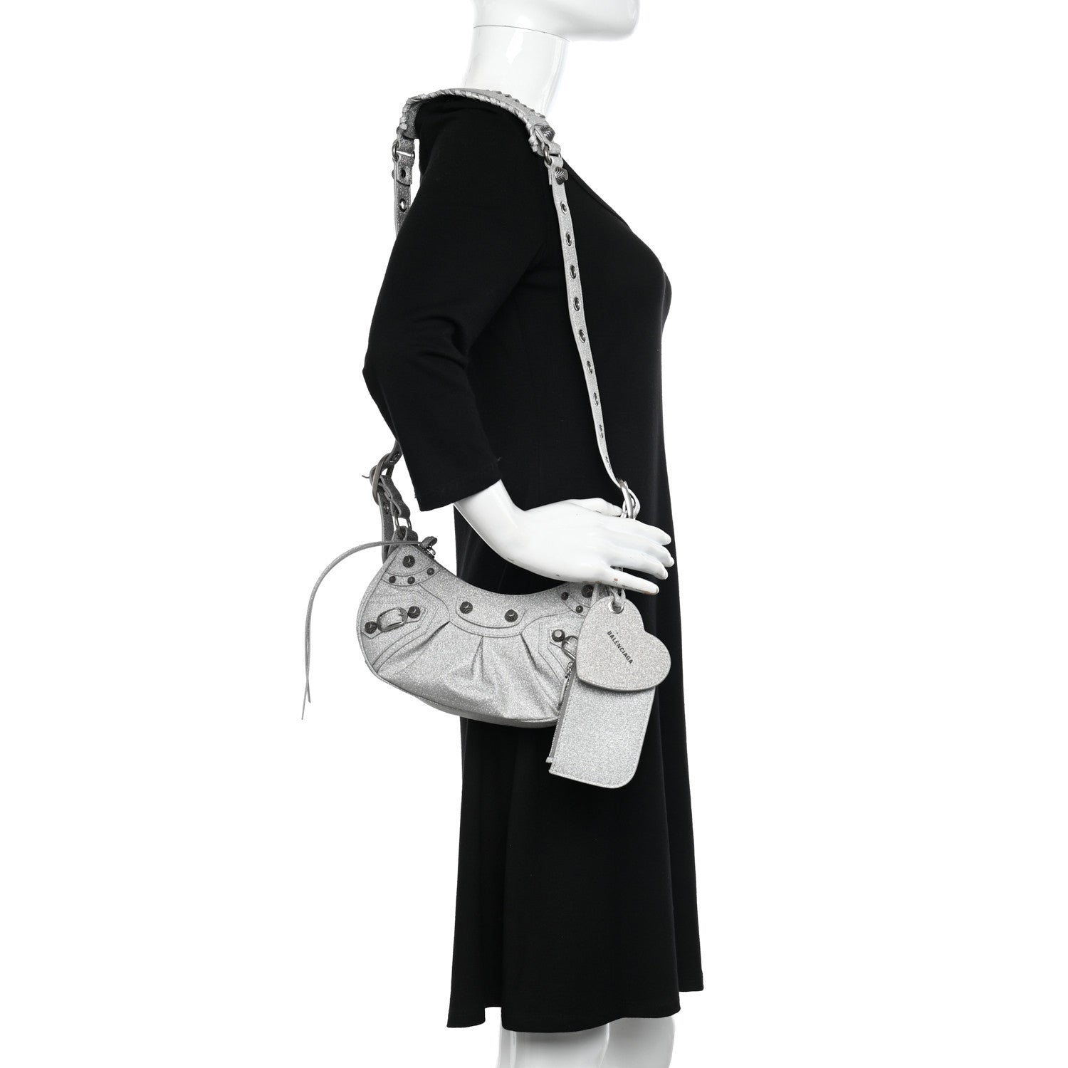 Balenciaga Sparkling Fabric Le Cagole Shoulder Bag XS Silver 2 of 10