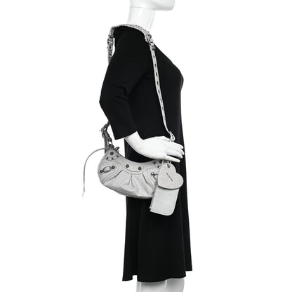Balenciaga Sparkling Fabric Le Cagole Shoulder Bag XS Silver 2 of 10