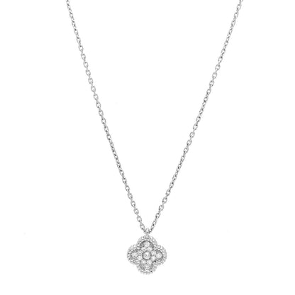 Van Cleef & Arpels 18K White Gold Diamond Sweet Alhambra Pendant Necklace 1 of 7