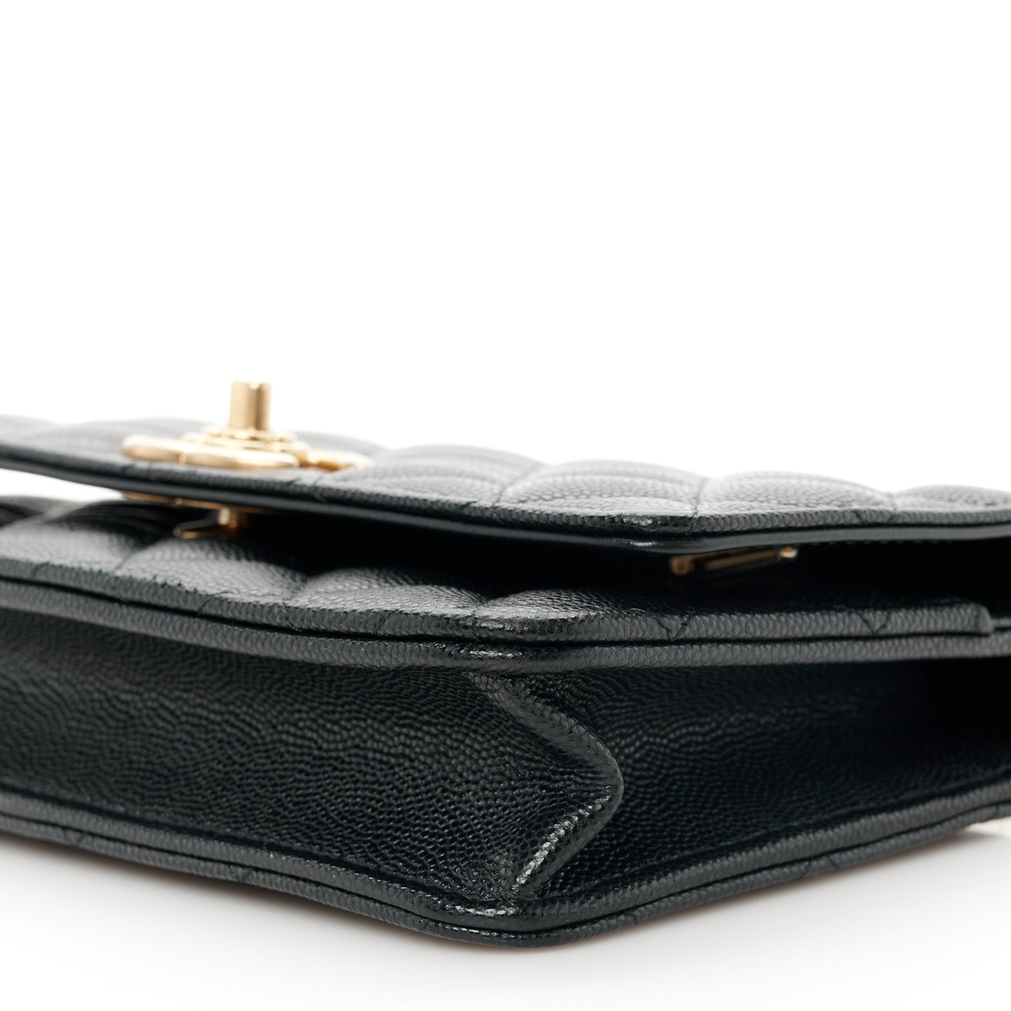 Caviar Quilted Camellia Wallet On Chain WOC Black