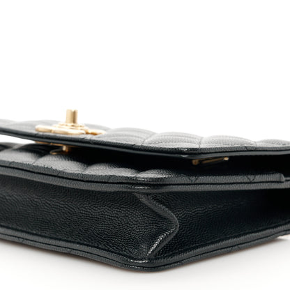 Chanel Caviar Quilted Camellia Wallet On Chain WOC Black 11 of 12