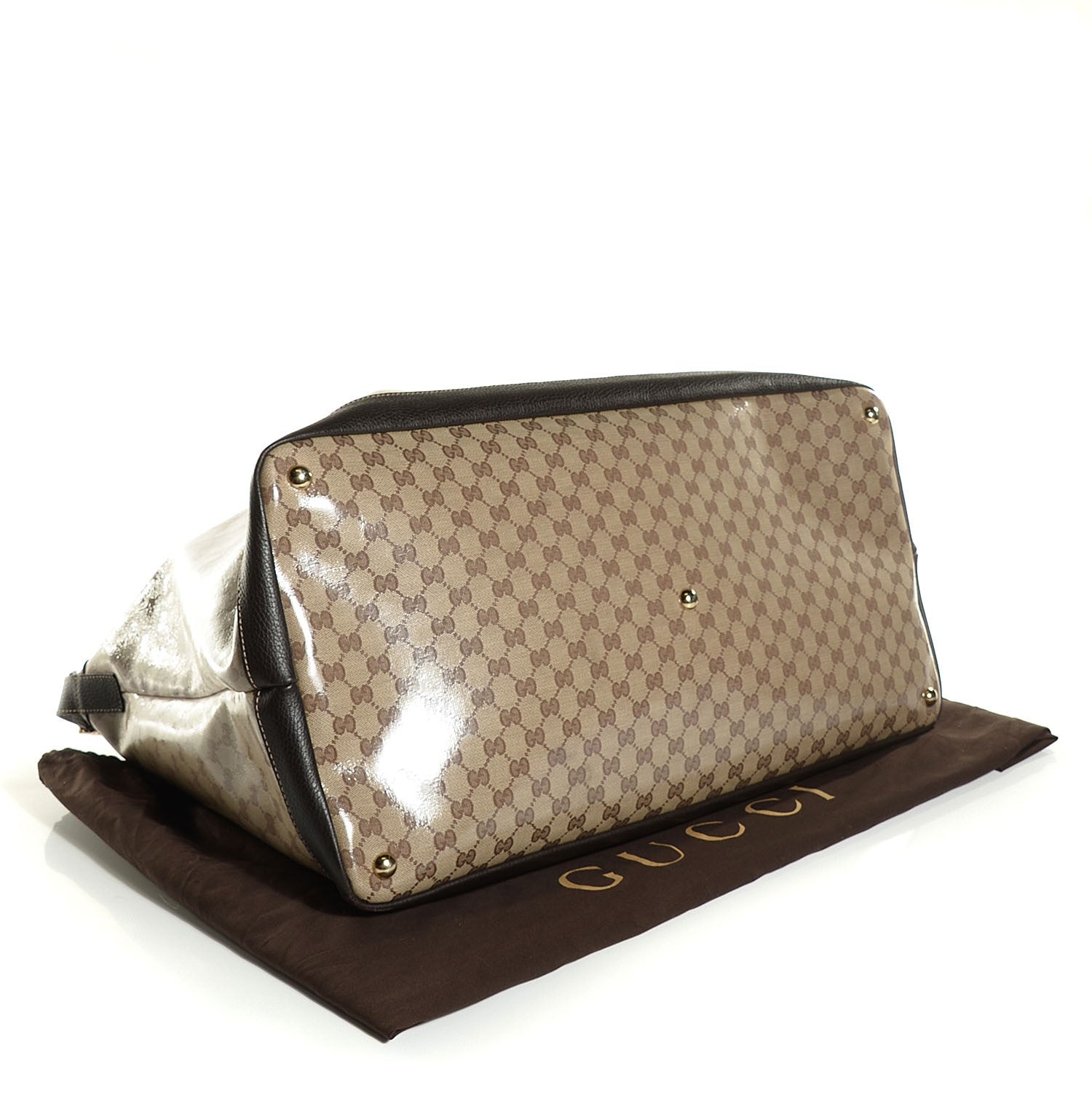 Gucci Crystal Monogram Large Travel Hobo Beige Brown 4 of 9