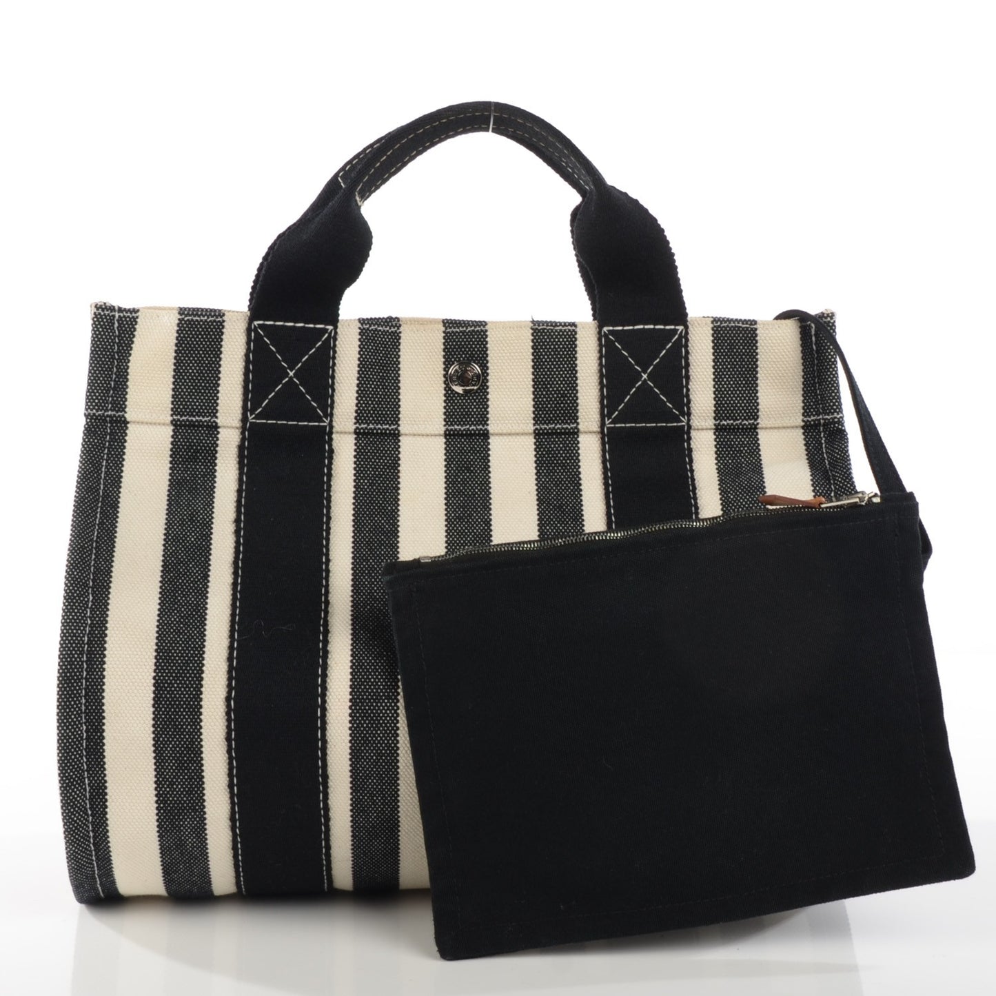 Canvas Striped Cannes MM Black White