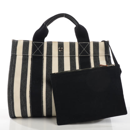 Hermes Canvas Striped Cannes MM Black White 4 of 10