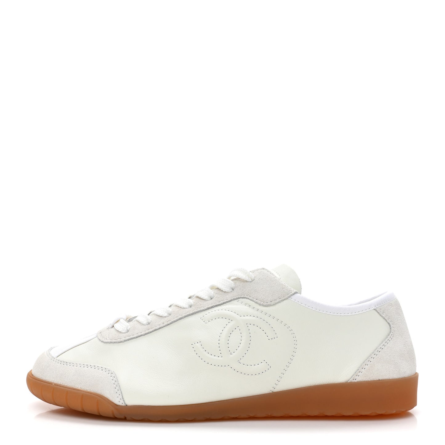 Calfskin Suede Womens CC Sneakers 40 White