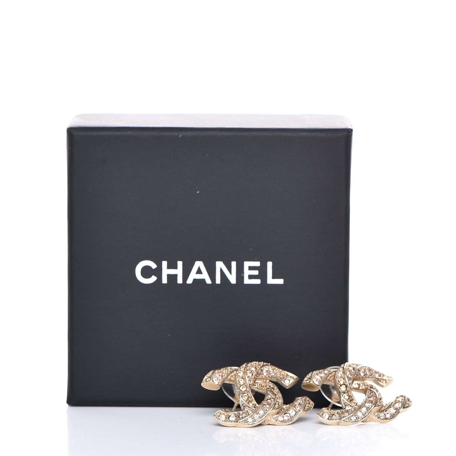 Chanel Crystal Twisted CC Earrings Light Gold Pale Pink 5 of 5