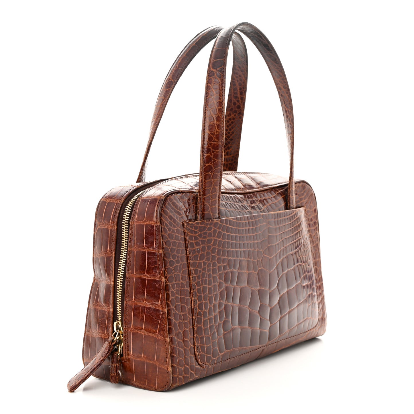 Alligator Bowler Bag Brown