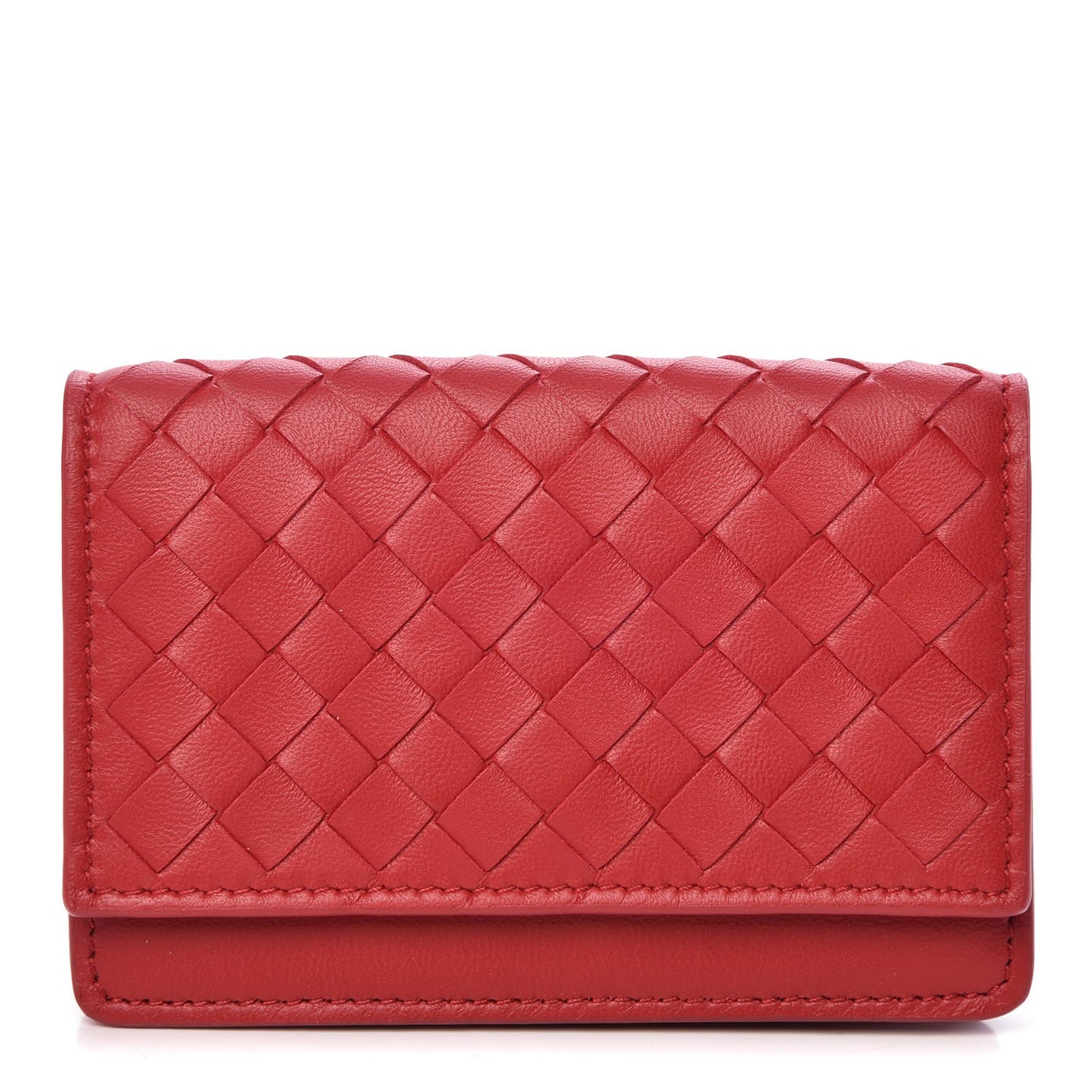 Nappa Intrecciato Card Holder Red
