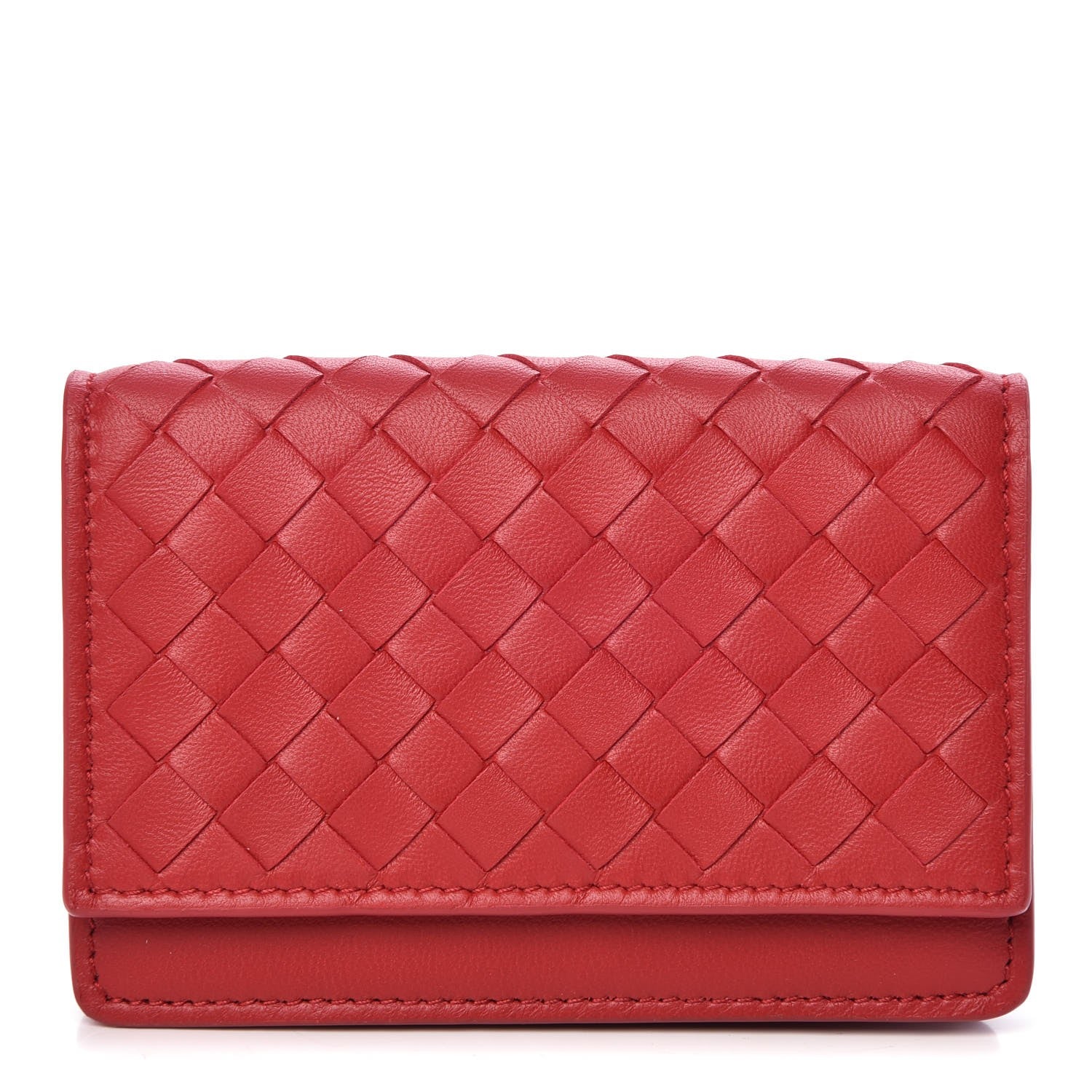 Bottega Veneta Nappa Intrecciato Card Holder Red 1 of 8