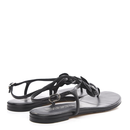 Chanel Lambskin Camellia Thong Sandals 41.5 Black 4 of 8
