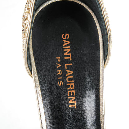 Saint Laurent Glitter Jane 110 Ankle Strap Sandals 41 Platino 7 of 8
