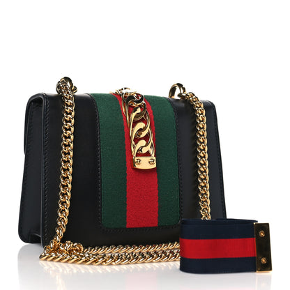 Gucci Calfskin Mini Sylvie Chain Shoulder Bag Black 3 of 9