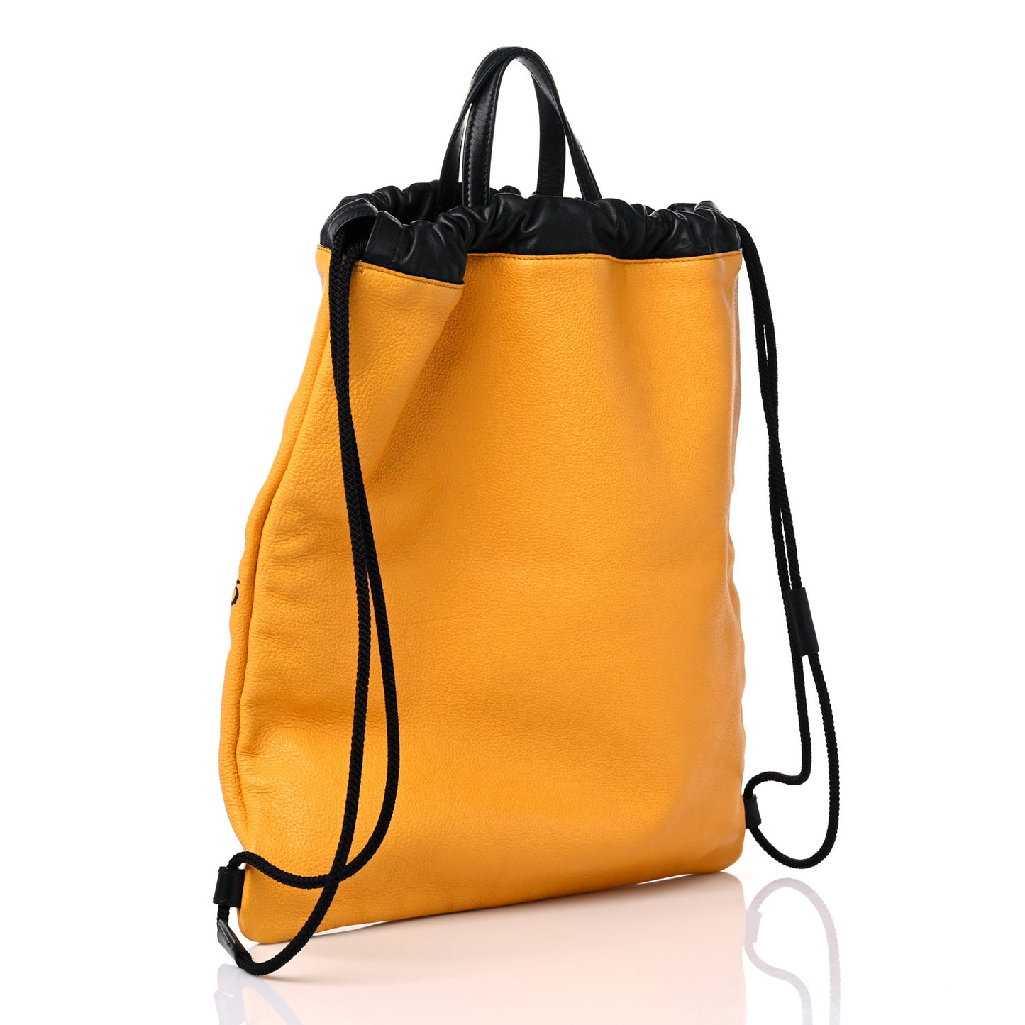 Calfskin Coco Capitan Logo Drawstring Backpack Yellow
