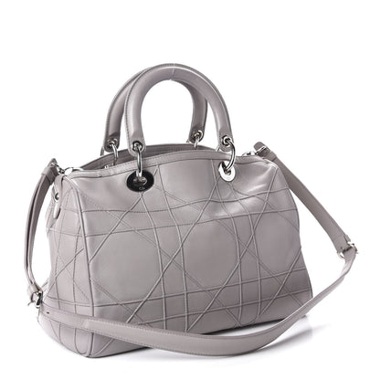 Christian Dior Lambskin Cannage Granville Polochon Grey 3 of 10