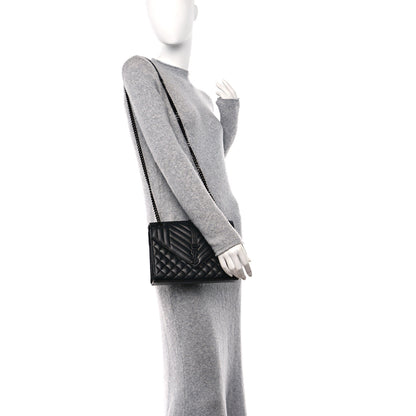 Saint Laurent Grain De Poudre Textured Mixed Matelasse Triquilt Medium Monogram Monochrome Satchel Black 2 of 9