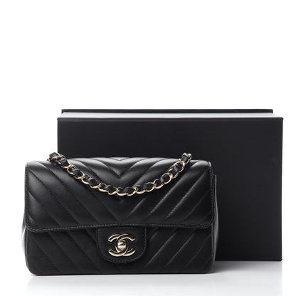 Chanel Lambskin Chevron Quilted Mini Rectangular Flap Black 11 of 11