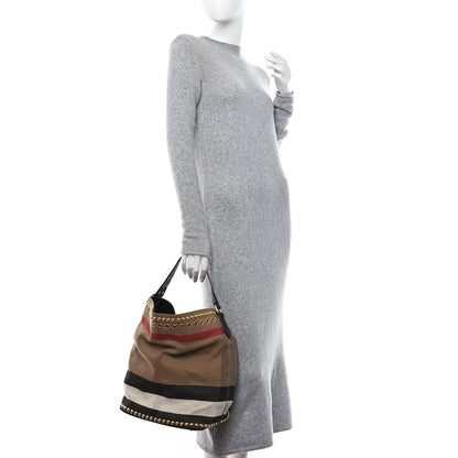 Burberry Canvas Mega Check Studded Medium Ashby Bucket Bag Black 2 of 10