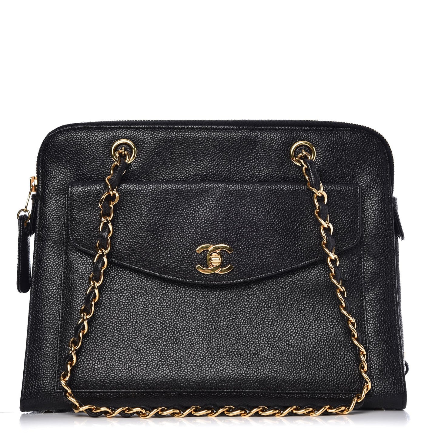 Caviar Flap Shoulder Bag Black