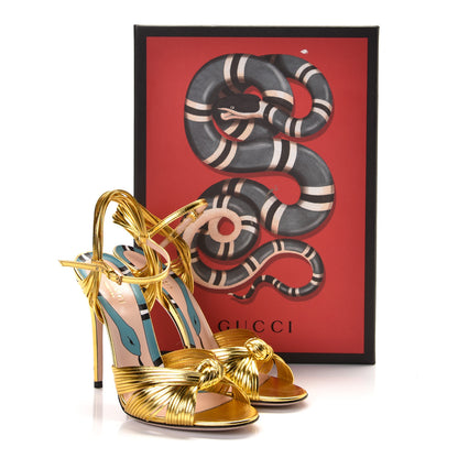 Gucci Metallic Nappa Knotted Allie Sandals 37.5 Gold 9 of 9