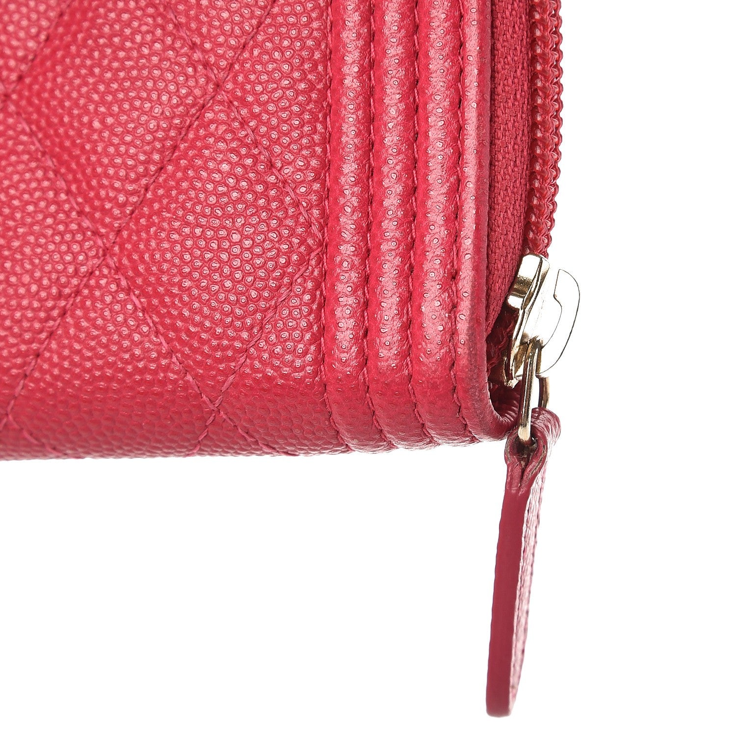 Chanel Caviar Quilted Boy Zip Around Coin Purse Wallet Fuchsia 8 of 9