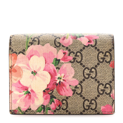 Gucci GG Supreme Monogram Blooms Card Case Wallet Beige Multicolor Dry Rose 1 of 7