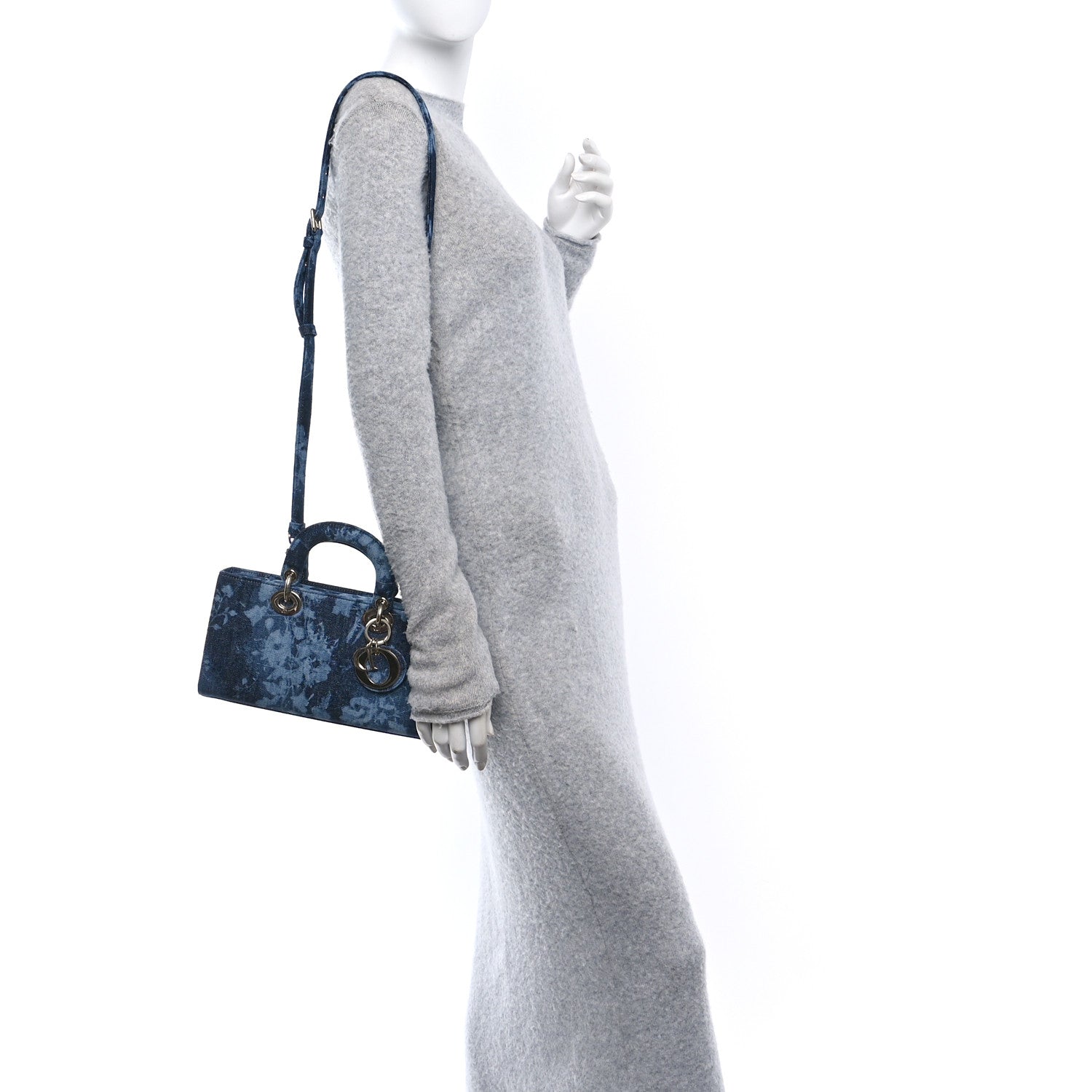 Christian Dior Denim Flowers Cannage Medium Lady D-Joy Blue 2 of 10