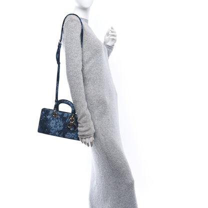 Christian Dior Denim Flowers Cannage Medium Lady D-Joy Blue 2 of 10