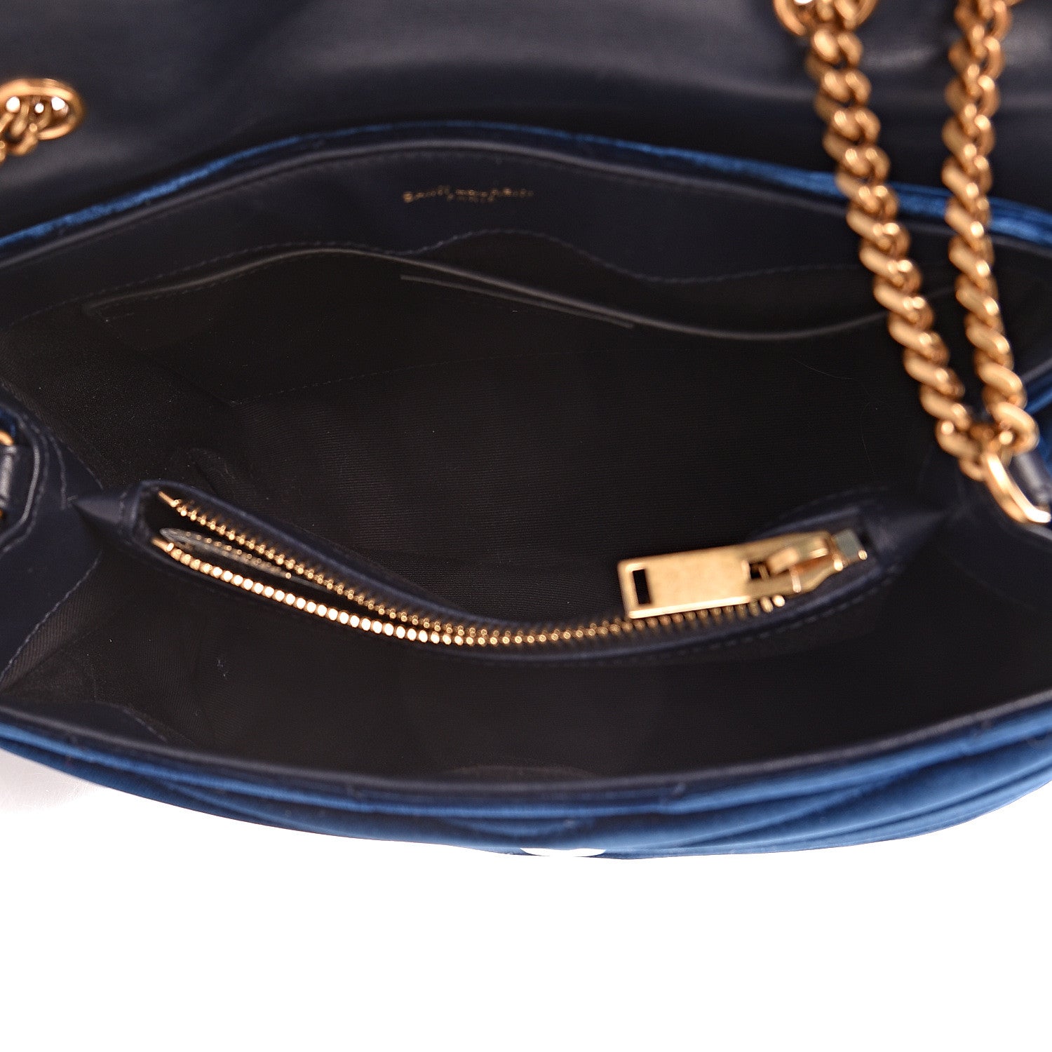 Saint Laurent Velvet Y Quilted Monogram Small Loulou Chain Satchel Medium Blue 5 of 21