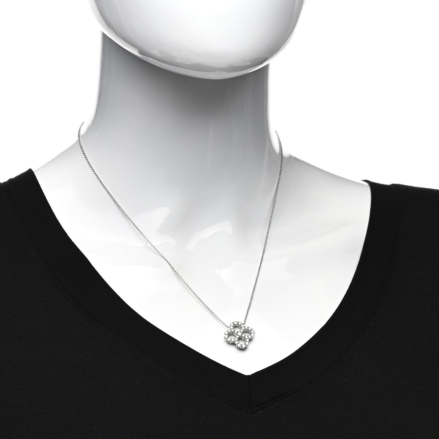 Platinum Diamond Loop Open Motif Pendant Necklace